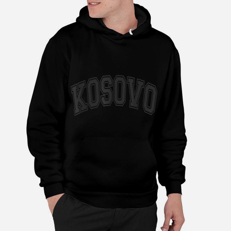 Kosovo Varsity Style Black With Black Text Hoodie