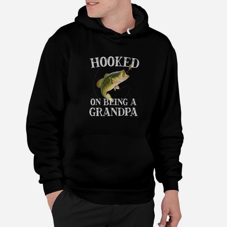 Mens Hooked On Being A Grandpa Quote Funny Fishing Mens Gift Premium Hoodie