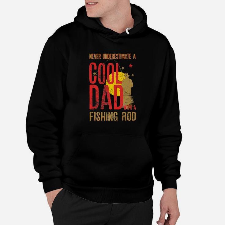 Mens Never Underestimate A Cool Dad With A Fishing Rod Gift Premium Hoodie
