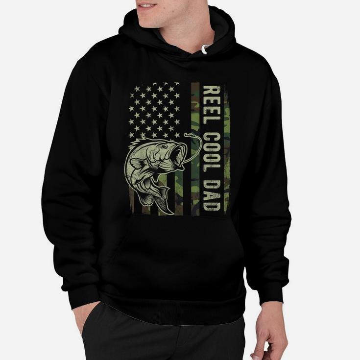 Mens Reel Cool Dad Camouflage American Flag Father's Day Gift Hoodie