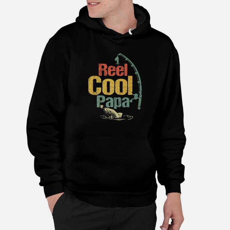 Mens Reel Cool Papa Funny Fishing Fathers Day Dad Gift Hoodie