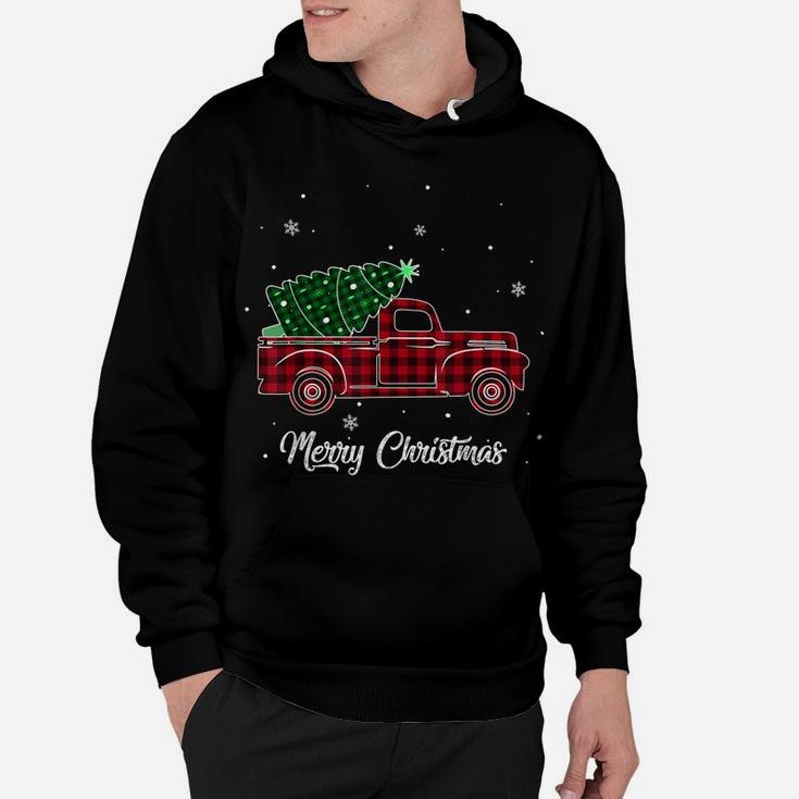 Merry Christmas Buffalo Truck Tree Red Plaid For Men Women Hoodie