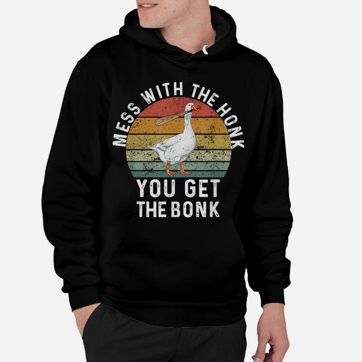 Mess With The Honk You Get The Bonk Funny Retro Goose Duck Hoodie