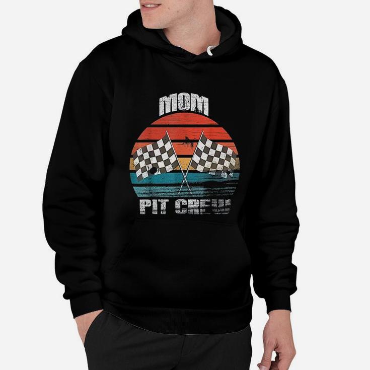 Mom Pit Crew Race Car Chekered Flag Vintage Racing Party Hoodie