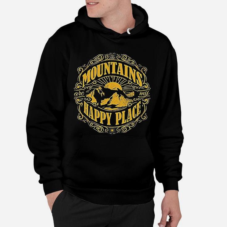Mountains Are My Happy Place Cool Vintage Hiking Camping Hoodie