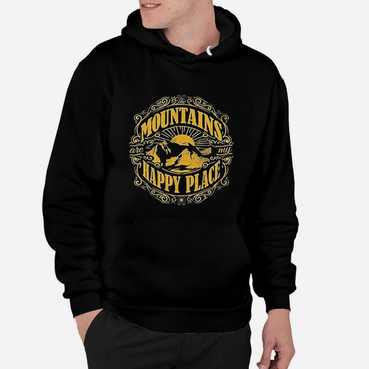 Mountains Are My Happy Place Cool Vintage Hiking Camping Hoodie