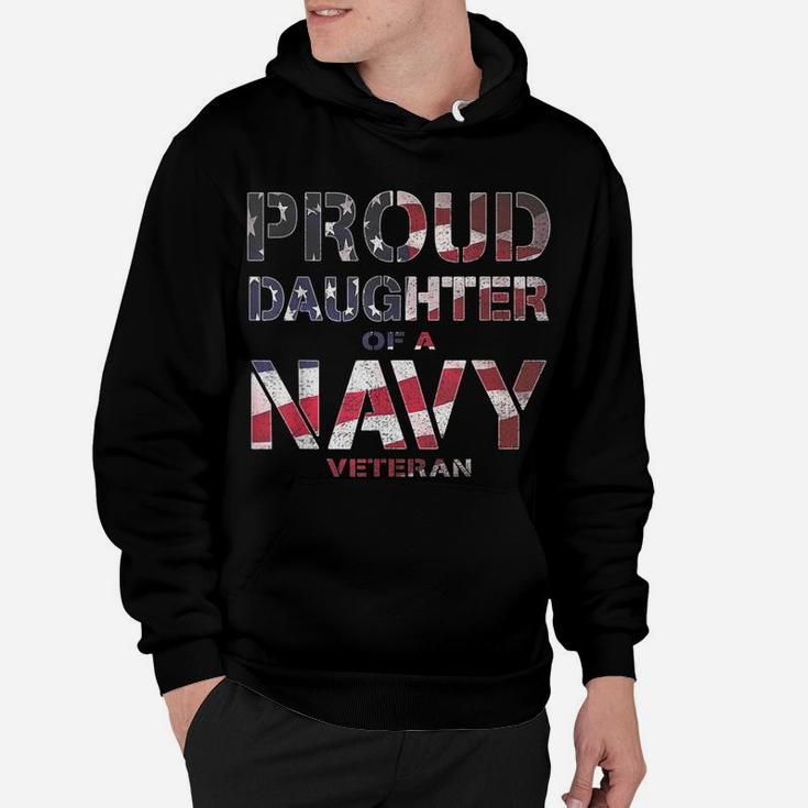 Proud Daughter Retired United States Veteran Navy Usa Flag Hoodie