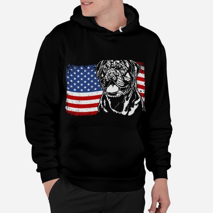 Proud French Mastiff American Flag Patriotic Dog Gift Hoodie