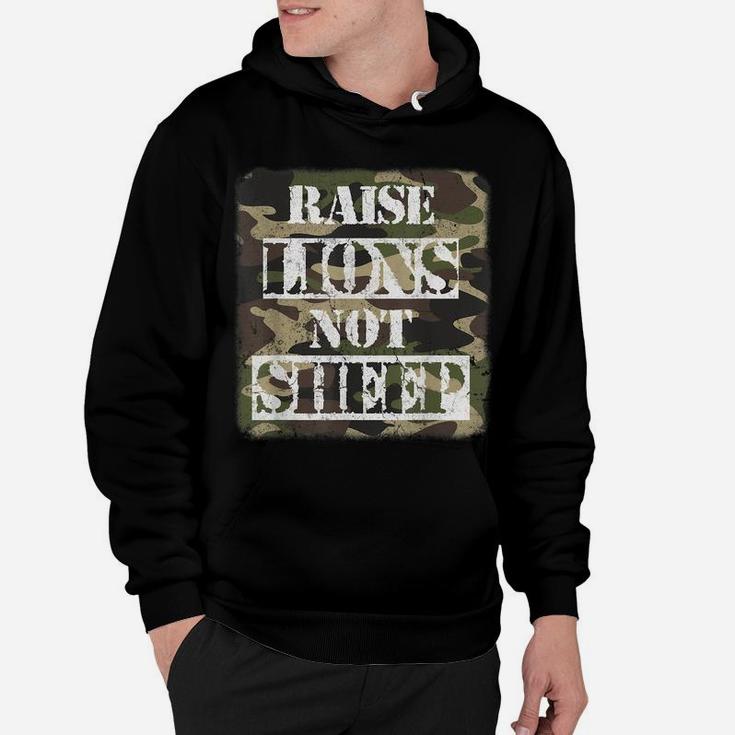Raise Lions Not Sheep, American Patriot Camo, Patriotic Lion Hoodie