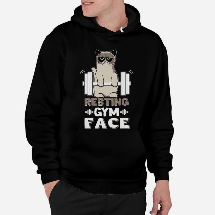 Resting Gym Face Funnt Cat Gym Shirt Work Out Hoodie