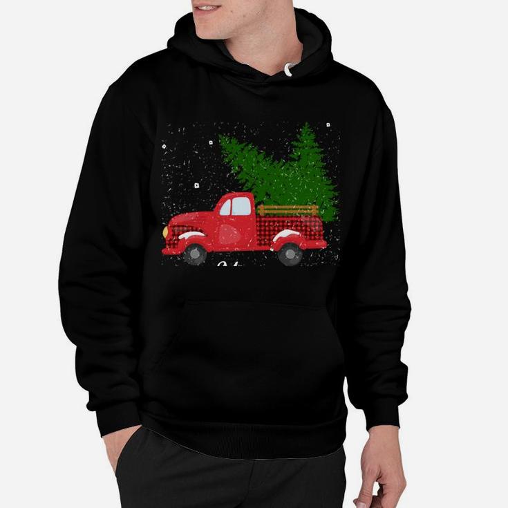 Rustic Retro Farm Car Truck Wagon Christmas Fir Tree Snow Sweatshirt Hoodie