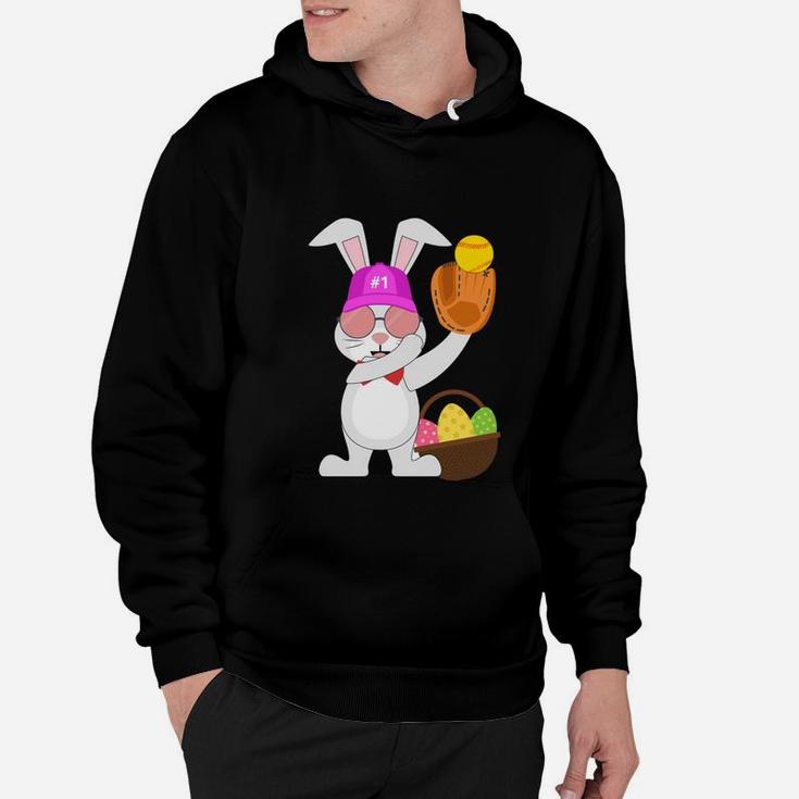 Softball Bunny Rabbit For Kids Youth Boys Girls Hoodie