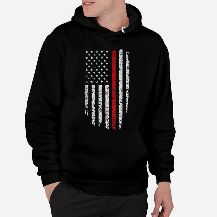 Thin Red Line American Flag  Cool Firefighter Support Hoodie