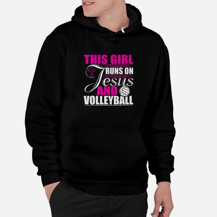 This Girl Runs On Jesus And Volleyball Christian Hoodie
