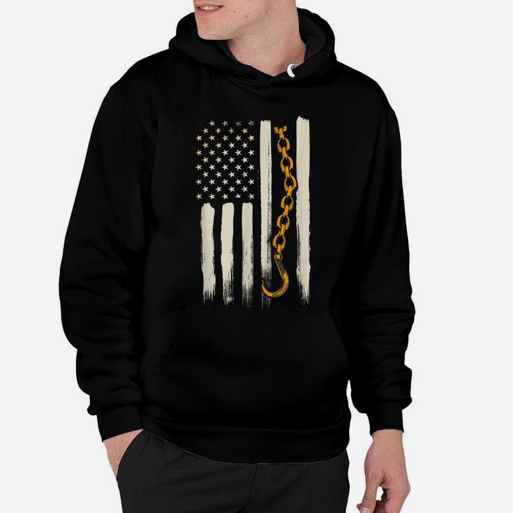 Tow Truck Driver Gifts American Flag Patriotic Towing Hoodie