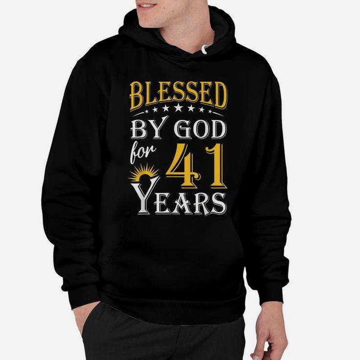 Vintage Blessed By God For 41 Years Happy 41St Birthday Hoodie