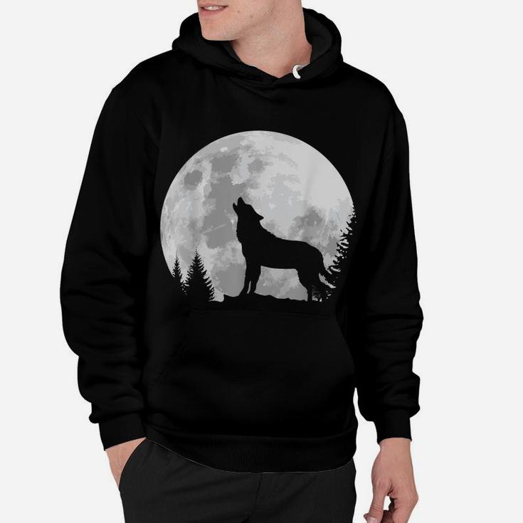 Wolf Shirt Full Moon Forest Howling Nature Hunting Gift Hoodie