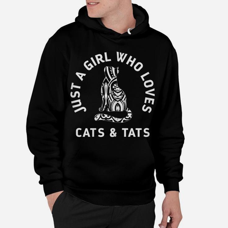 Womens Girl Who Loves Cats & Tats Cute Funny Tattoo Cat Gift Hoodie