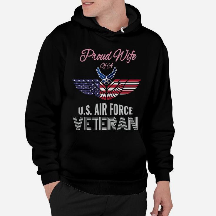 Womens Proud Wife Of Us Air Force Veteran Patriotic Military Spouse Hoodie