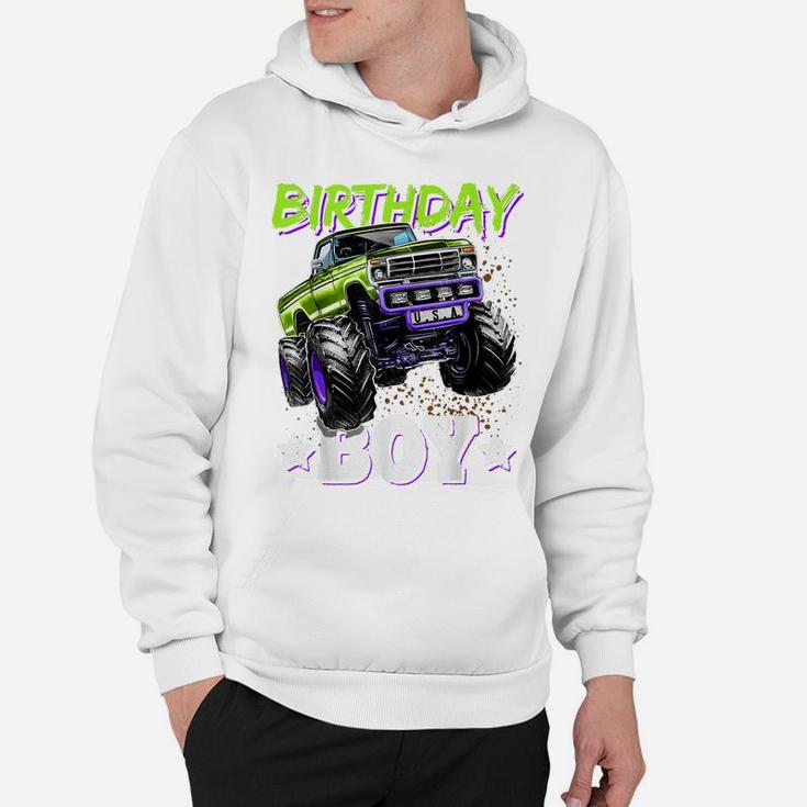 Birthday Boy Monster Truck Birthday Party Gift For Boys Kids Hoodie