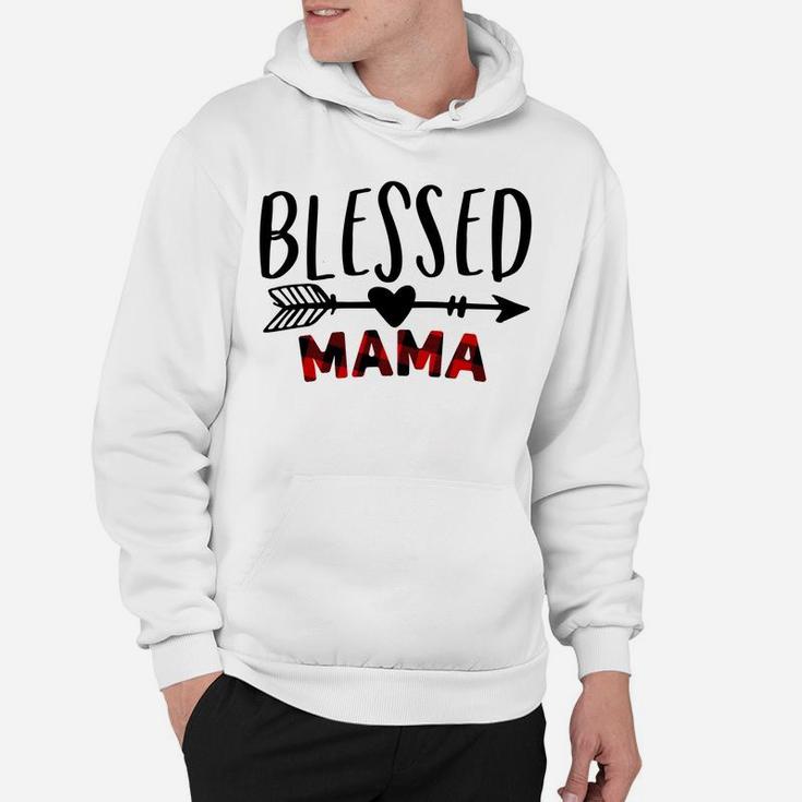 Blessed Mama Shirt - Mom Life - Red Buffalo Plaid Sweatshirt Hoodie