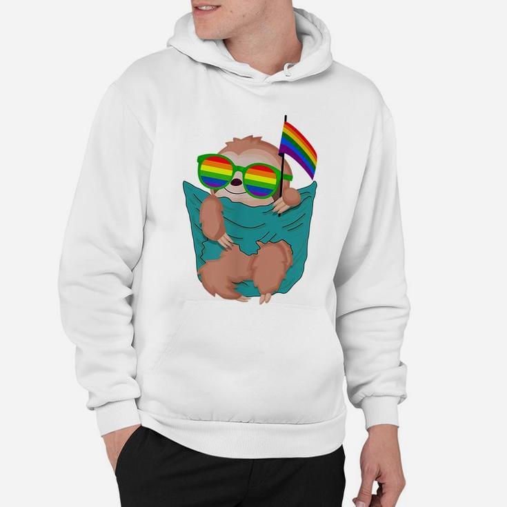 Cute Pocket Sloth Lgbt Animal Rainbow Flag Gay Pride Hoodie