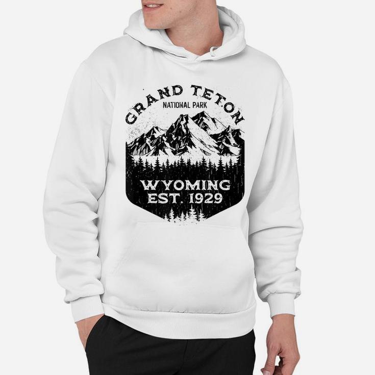 Grand Teton Wyoming Vintage Badge Fishing Hunting Camping Hoodie