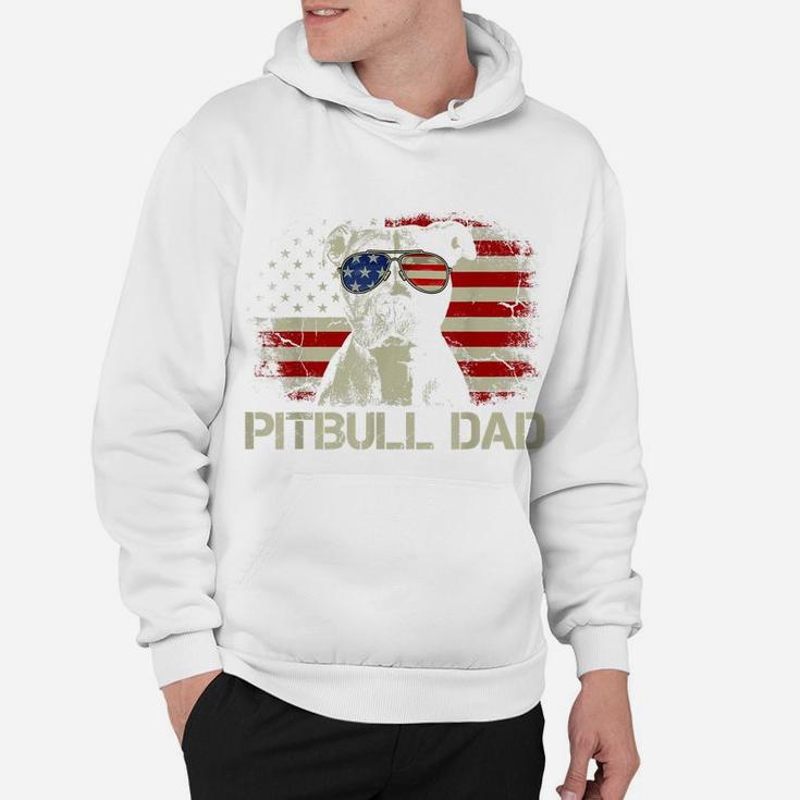 Mens Best Pitbull Dad Ever Shirt American Flag 4Th Of July Gift Hoodie