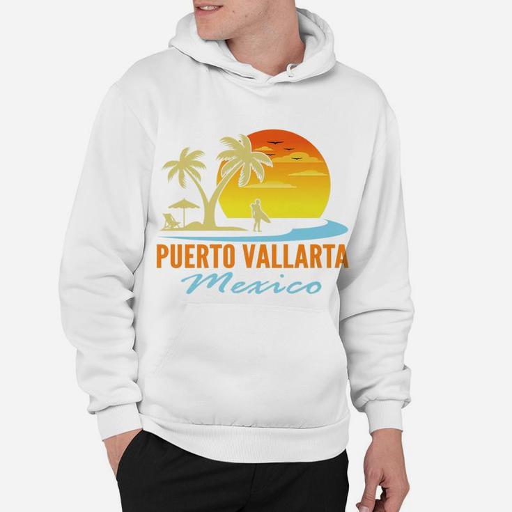 Mens Puerto Vallarta Mexico Beach Sunset Palm Trees Ocean Surfer Hoodie