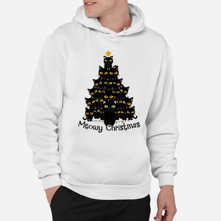 Meowy Cat Christmas Tree Shirt Men Women Tee Plus Size Hoodie