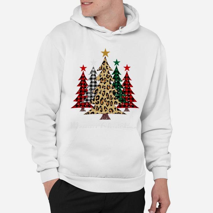 Merry Christmas Trees With Buffalo Plaid & Leopard Design Sweatshirt Hoodie
