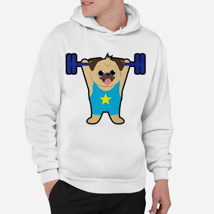 Pug Weight Lifting Funny Dog Lover Workout Fitness Gym Hoodie