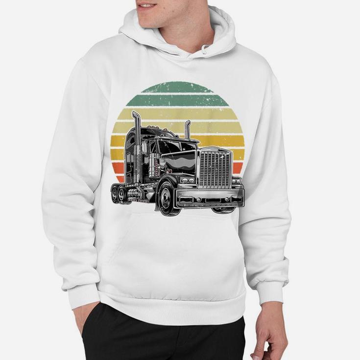 Retro Vintage Trucker Big Rig Semi-Trailer Truck Driver Gift Hoodie