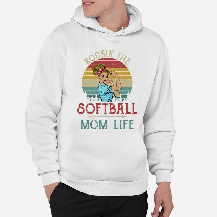 Rockin The Softball Mom Life Vintage Hoodie
