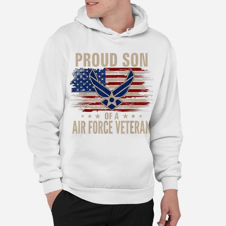 Vintage Proud Son Of A Air Force Veteran American Flag Hoodie