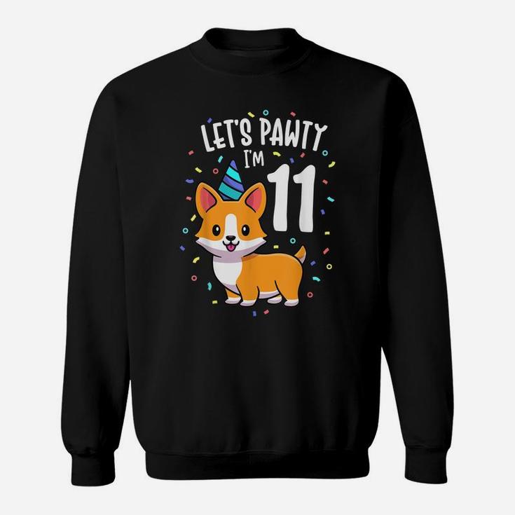 11 Years Old Corgi Dog Lover 11Th Birthday Party Outfit Kid Sweatshirt