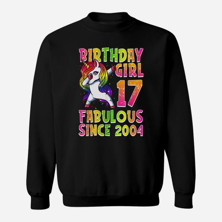 17Th Birthday Girl Dabbing Unicorn 17 Years Old Party Gift Sweatshirt