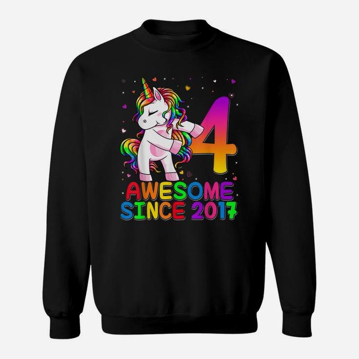4 Years Old Unicorn Flossing 4Th Birthday Girl Unicorn Party Sweatshirt