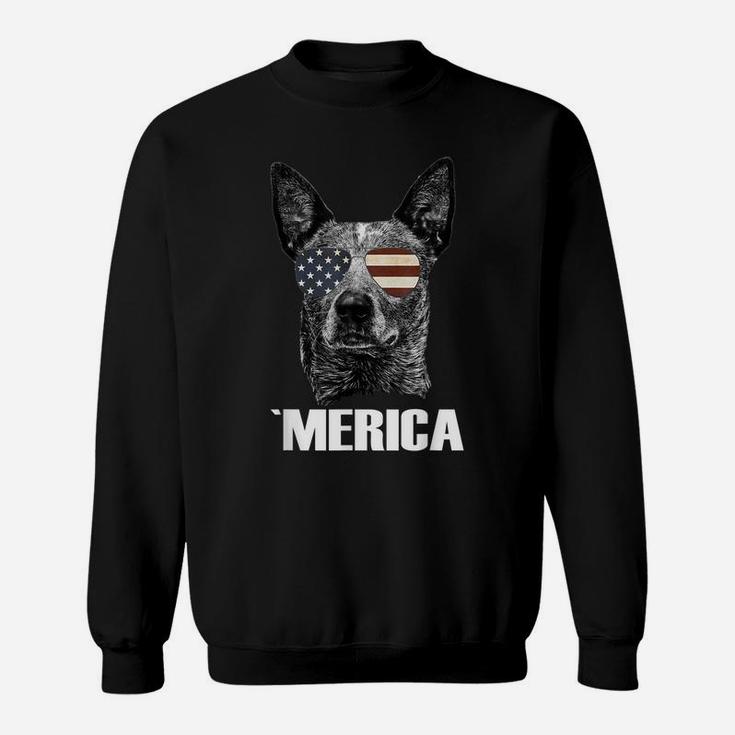 4Th July Blue Heeler Dog Merica Patriotic Usa Us Flag Gift Sweatshirt