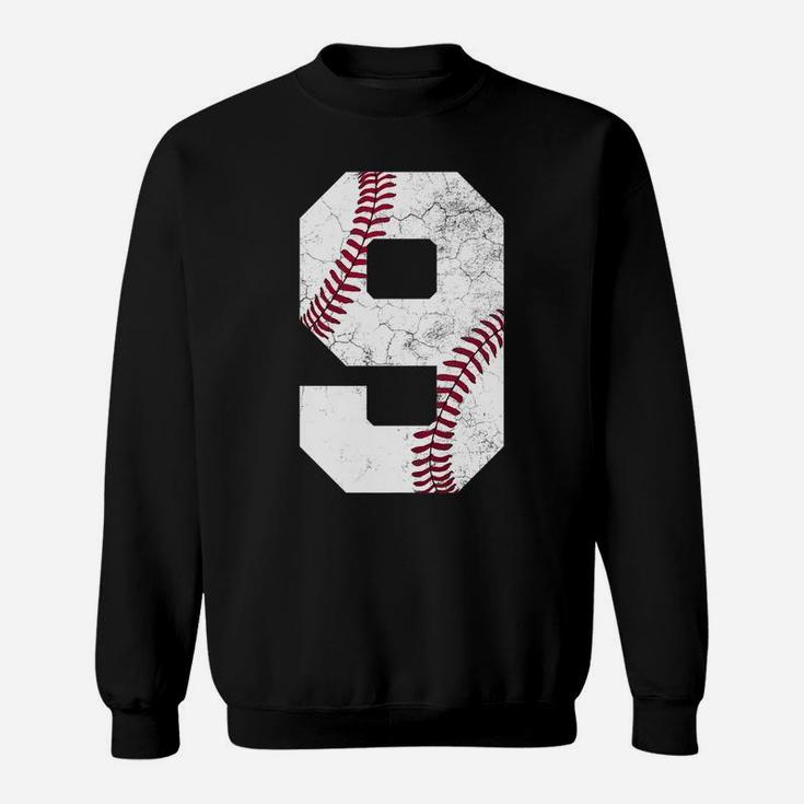 9th Birthday Baseball Boys Nine Number 9 Ninth Gif Sweatshirt