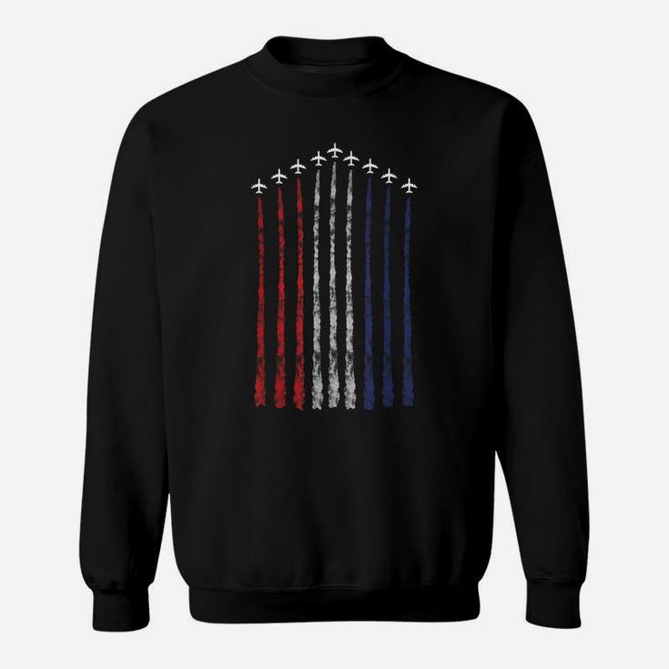 American Flag Usa Fighter Jet Con Trail Sweatshirt