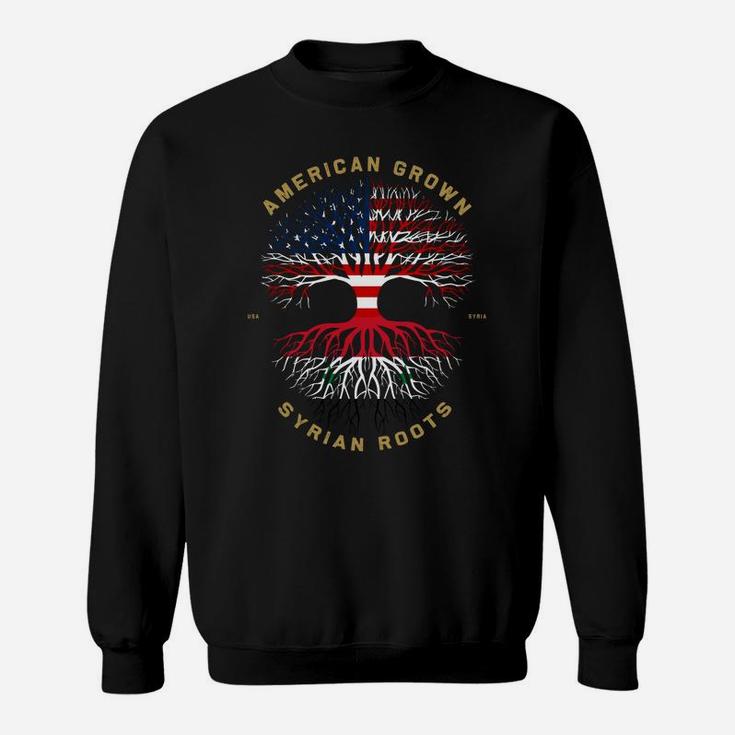 American Grown With Syrian Roots Tree Usa Flag Unique Gifts Sweatshirt Sweatshirt