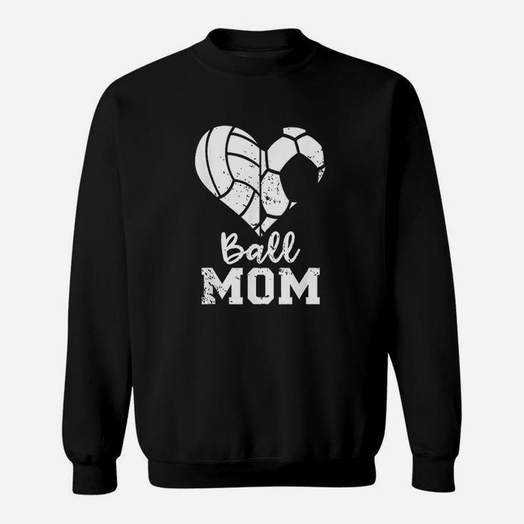 Ball Mom Heart Funny Soccer Volleyball Mom Sweatshirt