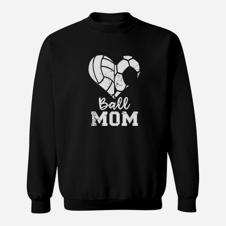 Ball Mom Heart Funny Soccer Volleyball Mom Sweatshirt