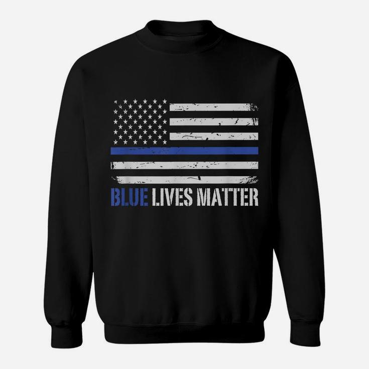 Blue Lives Matter Thin Blue Line American Flag Cop Sweatshirt