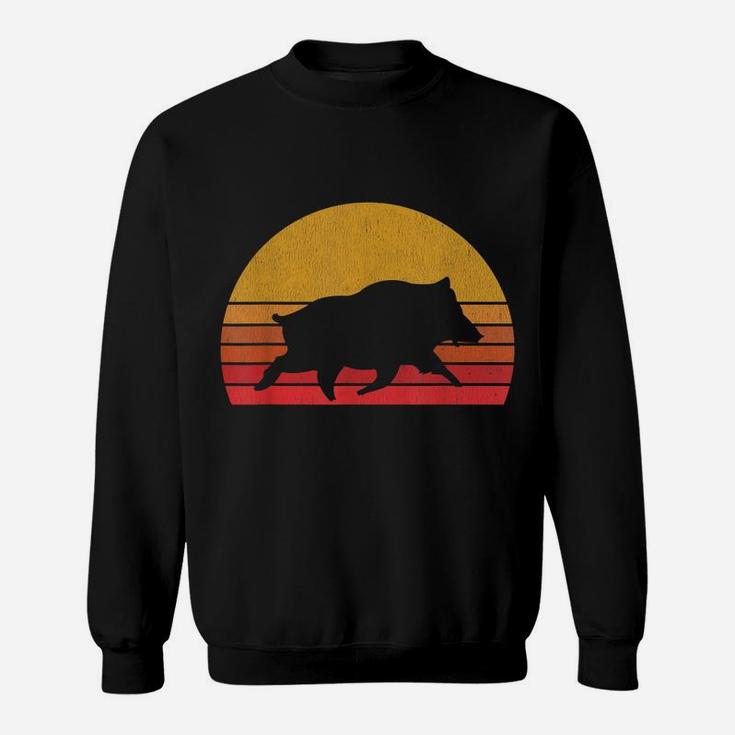 Boar Hunting - Retro Sunset Wild Pigs Boar Hunter Gift Sweatshirt
