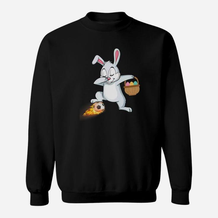 Bunny Rabbit Easter Eggs Dabbing Playing Fire Soccer Sweatshirt