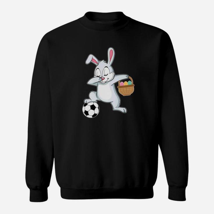 Bunny Rabbit With Easter Eggs Dabbing Playing Soccer Sweatshirt
