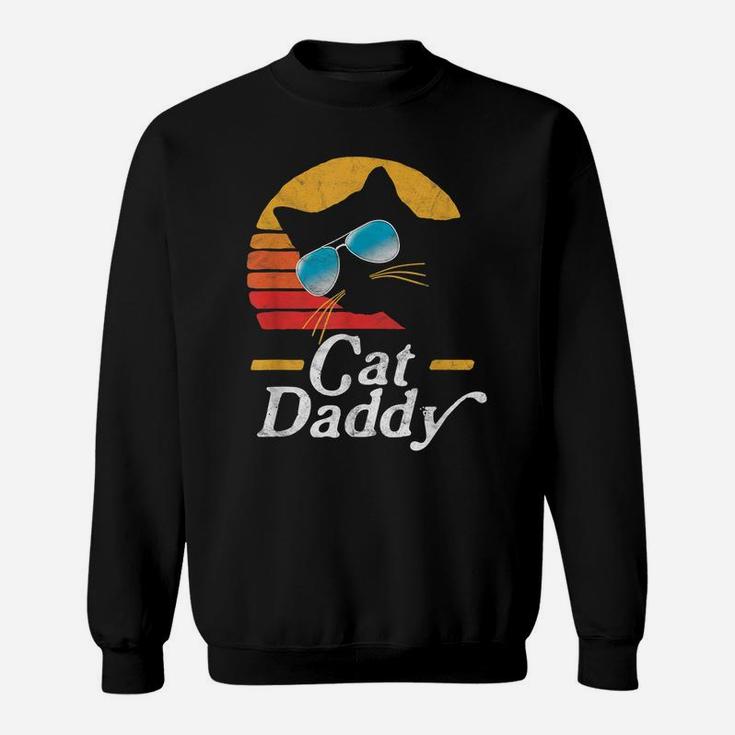 Cat Daddy Vintage 80S Style Cat Retro Sunglasses Distressed Sweatshirt