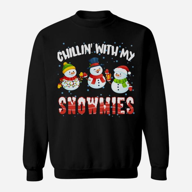 Chillin' With My Snowmies Christmas Snowman Santa Hat Sweatshirt Sweatshirt
